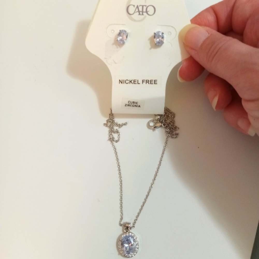 Cubic zirconia necklace and earrings